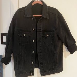 Amazing Black Denim Jacket Sz L fits XL